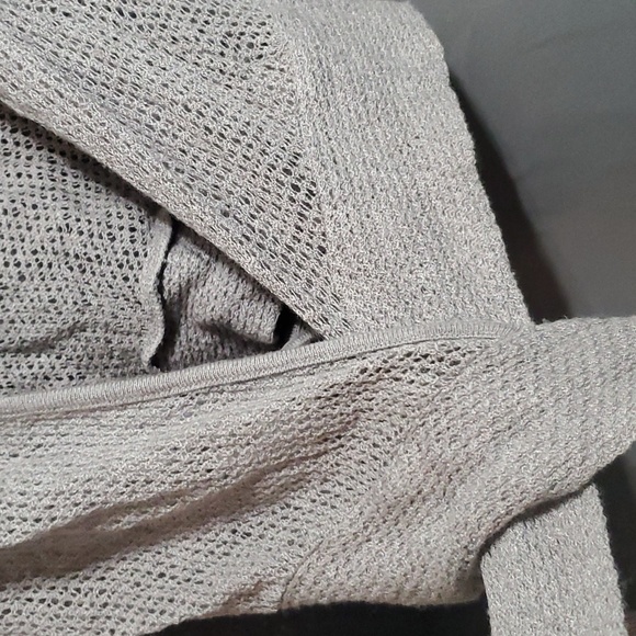 Eloise Gray Crochet Wrap Sweater Cardigan - Picture 9 of 11
